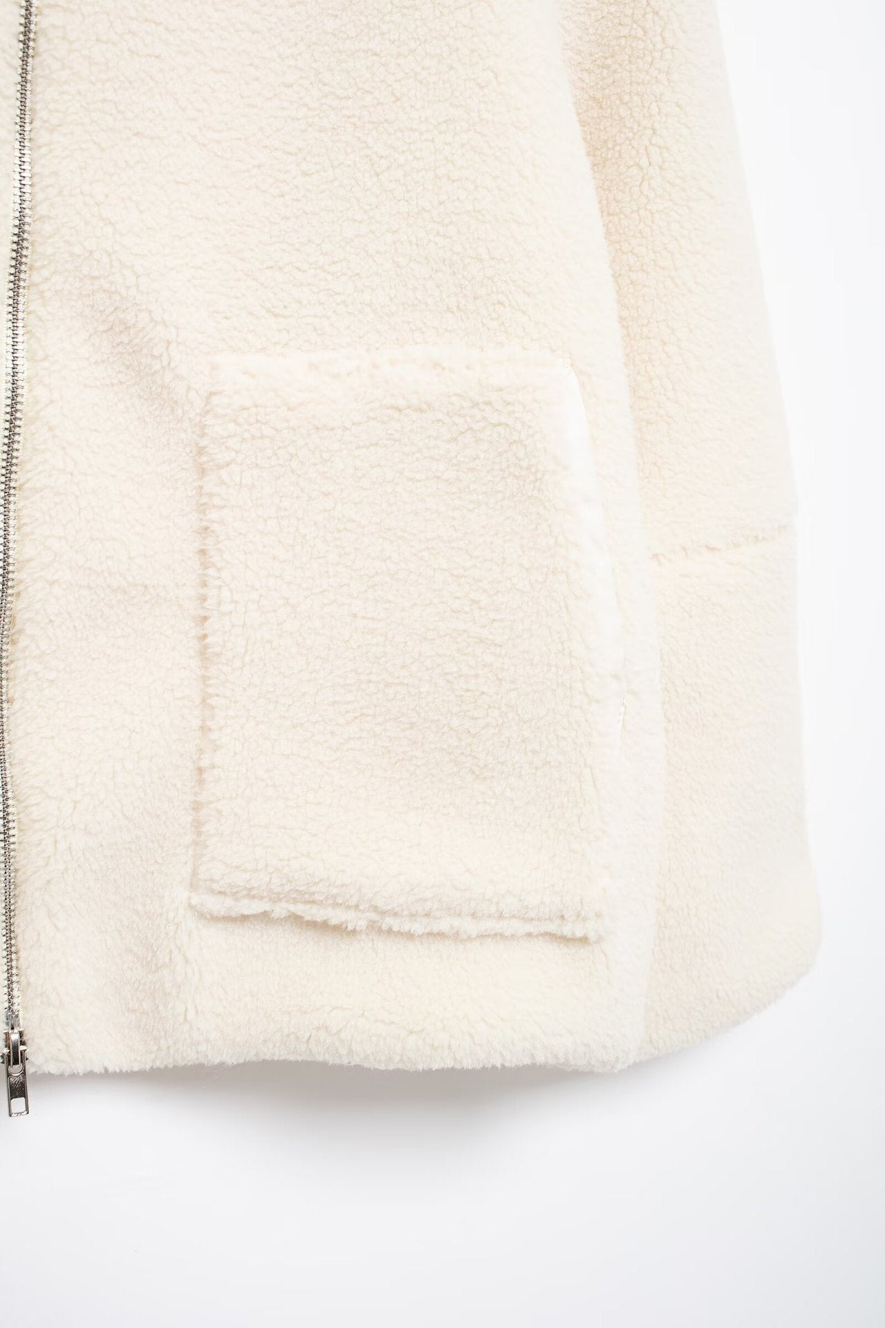 Solid Color Zipper Teddy Fleece Loose Jacket