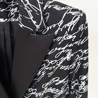 Letter Print Tailored Blazer Jacket