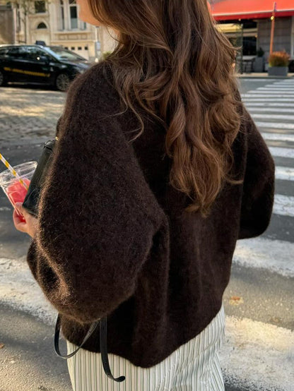 Casual Button-Up Long Sleeve Cardigan Sweater