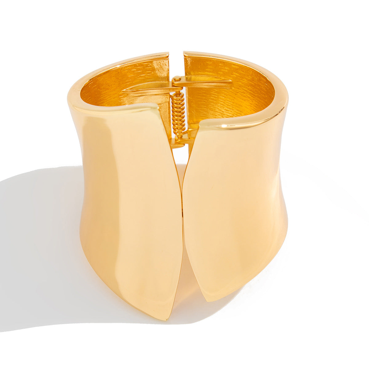 Irregular Metal Wide Bracelets Trendy Punk Spring Bangles For Women