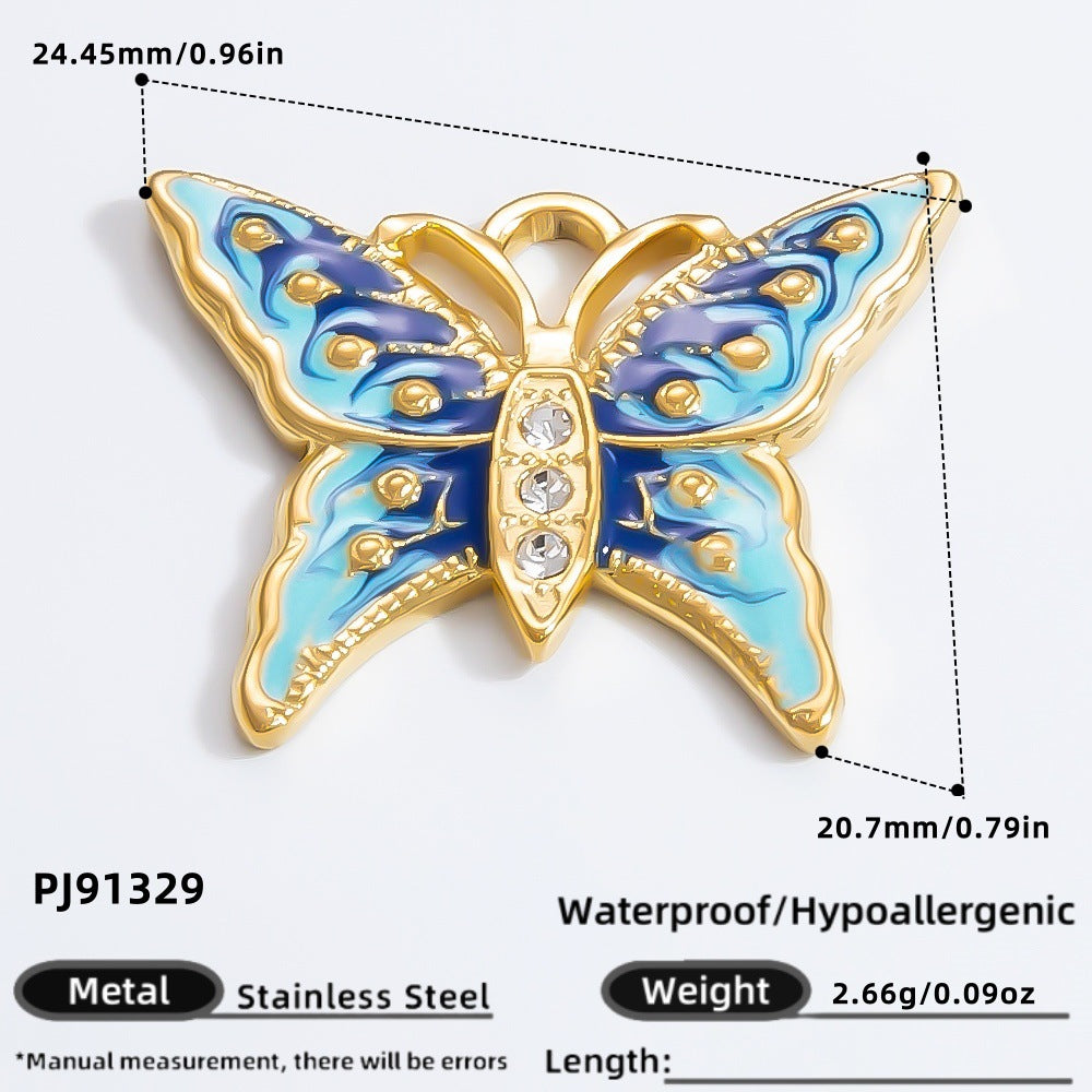 DIY Heart Butterfly Pendant Stainless Steel Jewelry Accessories