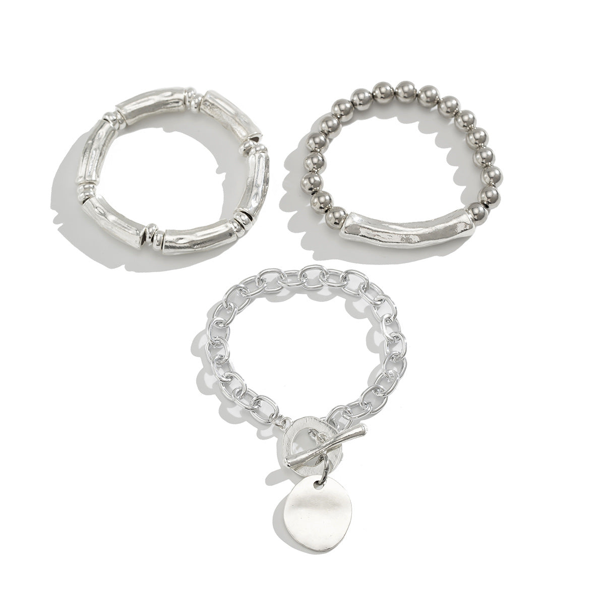 Punk Style Lock Pendant Bracelet With Unique Metal Tubes