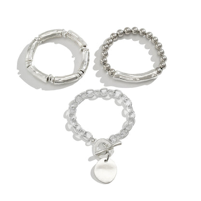 Punk Style Lock Pendant Bracelet With Unique Metal Tubes