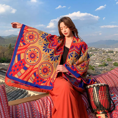 Tibetan Ethnic Shawl Grassland Thickened Cloak Scarf