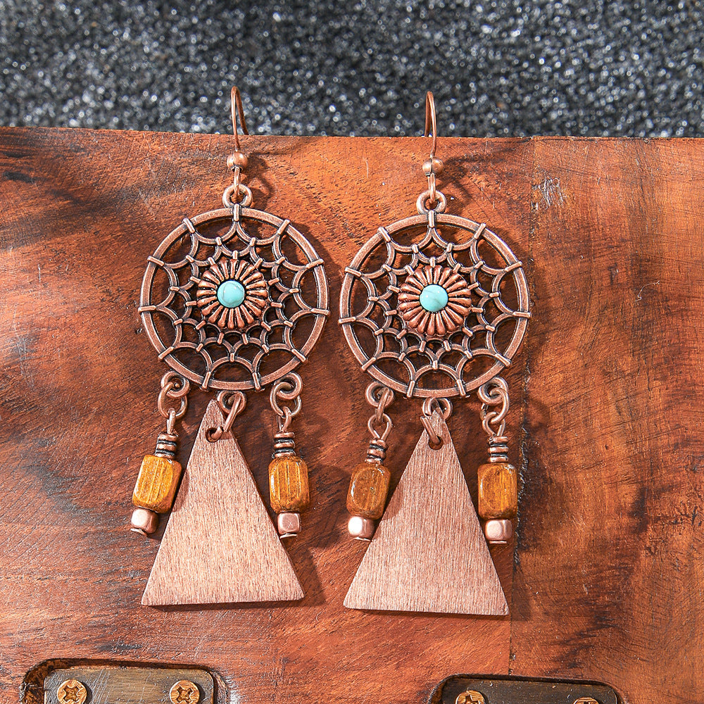 Bohemian Style Handmade Tassel Earrings with Heart-Shaped Design
