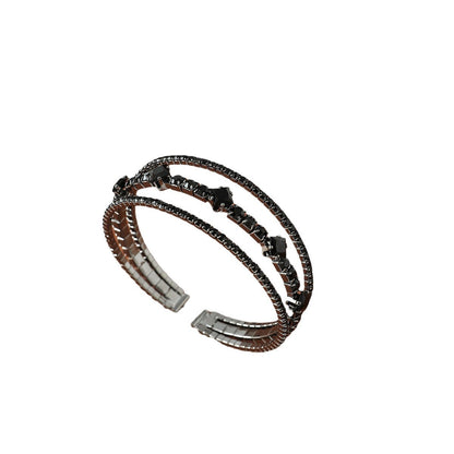 Trendy Black Rhinestone Open Cuff Bracelet for Everyday Wear