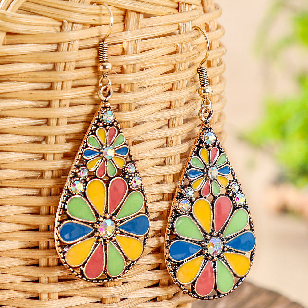 Colorful Alloy Drop Earrings Bohemian Style Fashionable Accessories