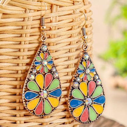 Colorful Alloy Drop Earrings Bohemian Style Fashionable Accessories