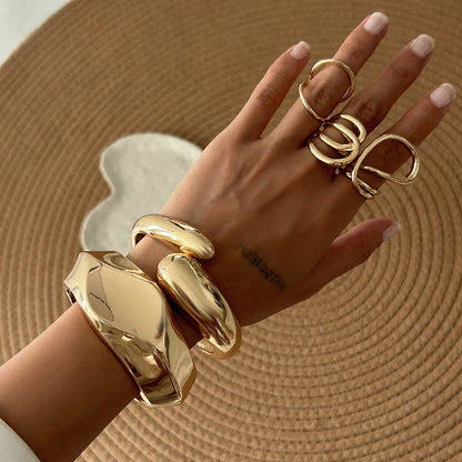 Trendy Irregular Alloy Bracelet Set