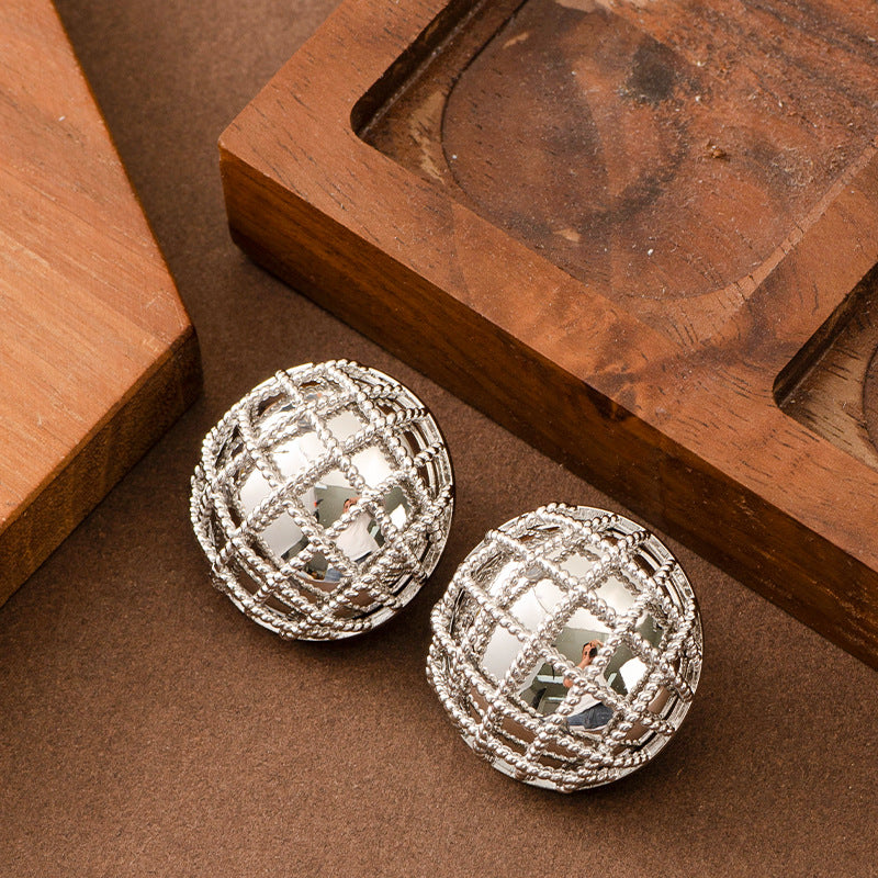 Geometric Round Earrings For Women Stylish Silver-Plated Jewelry
