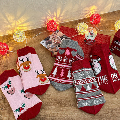 Funny Cartoon Print Warm Christmas Socks Set