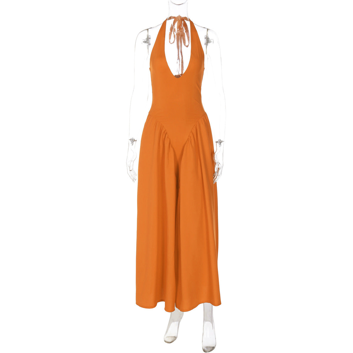 Deep V Lace Hollow-Out Maxi Dress Elegant Casual Dress