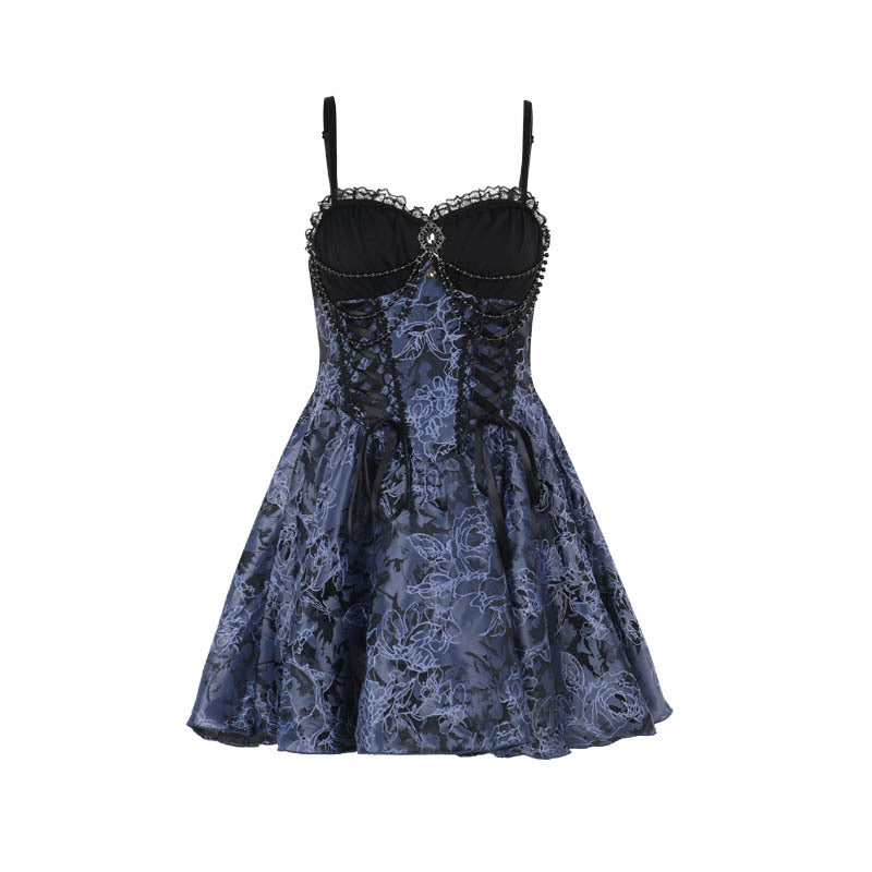 Sexy Dark Halloween Two-Tone Mini Dress