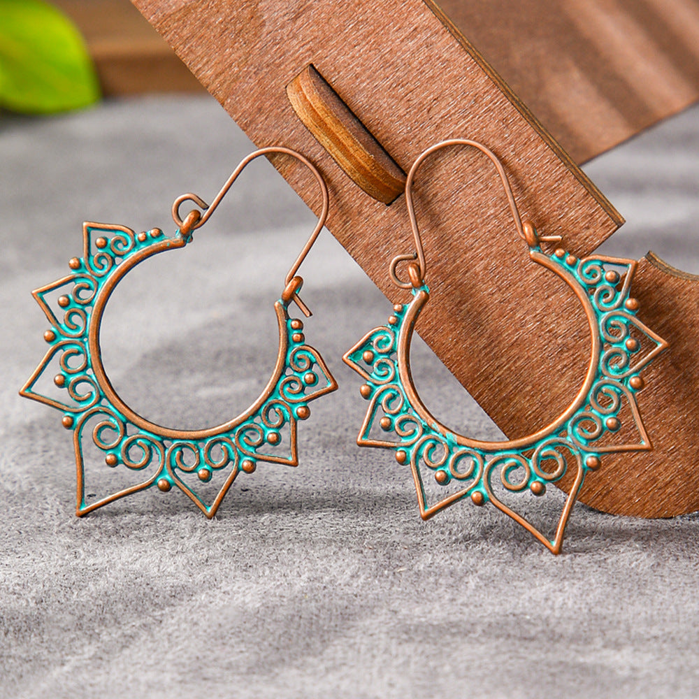 Trendy Geometric Alloy Earrings Set Vintage Bohemian Style