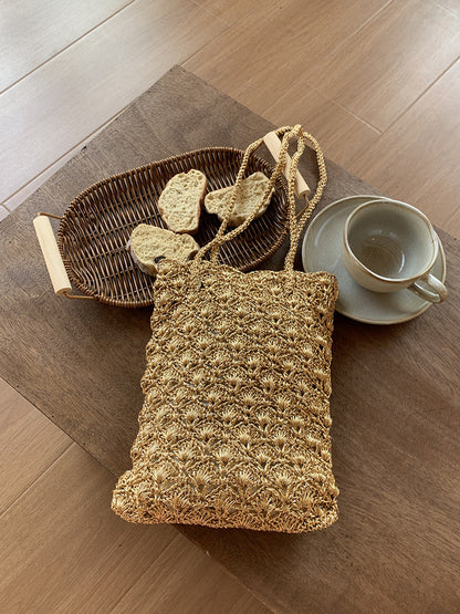 Handwoven Metallic Mini Shoulder Bag Elegant Artisanal Weave