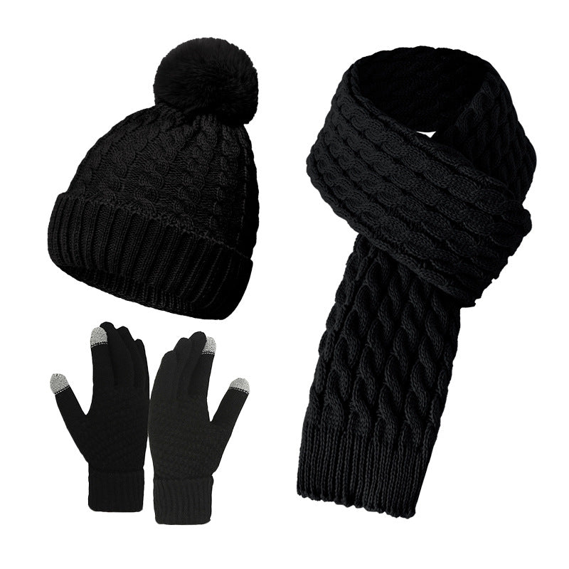 Warm Knit Beanie Scarf Gloves Set
