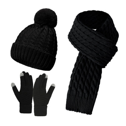 Warm Knit Beanie Scarf Gloves Set