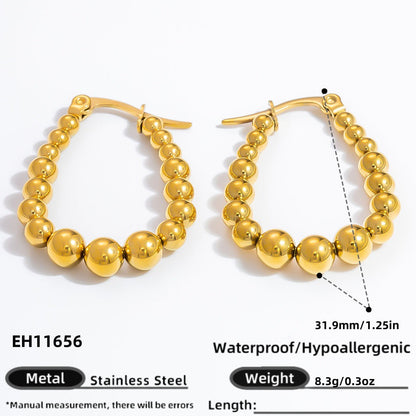 Fashionable Titanium Steel Heart Shaped Earrings with 18K Gold Plating