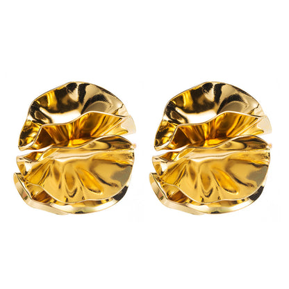 Floral Petal Metal Earrings Chic Design Statement Earrings