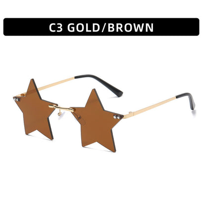 Fashionable Frameworkless Star-Shaped Sunglasses Punk Style