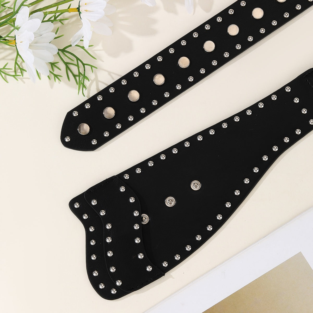 Metal Stud Irregular Punk Button Belt