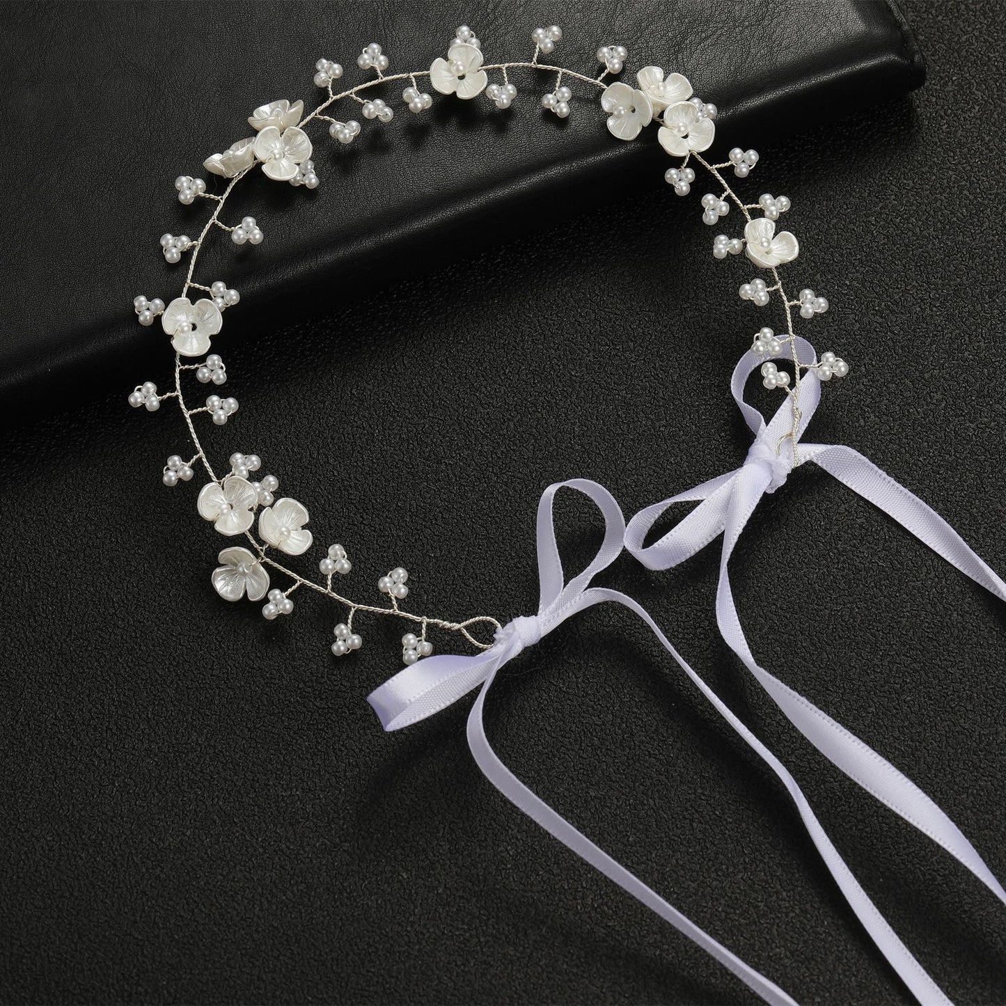 Bridal Pearl Flower Beaded Headband Hair Accessory