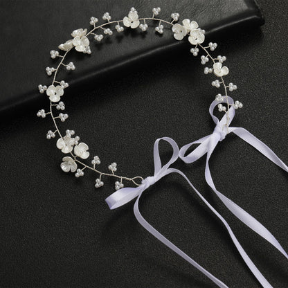 Bridal Pearl Flower Beaded Headband Hair Accessory
