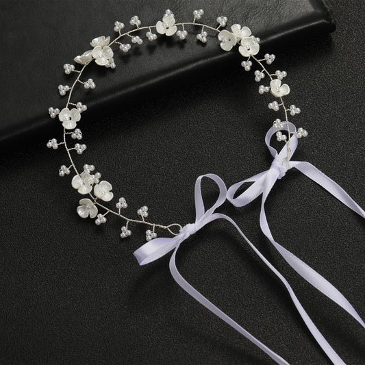 Bridal Pearl Flower Beaded Headband Hair Accessory