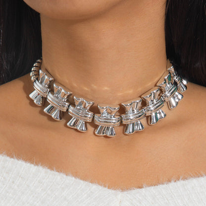 Trendy Ccb Letter Choker Necklace With Handmade Pearl Bow