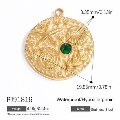DIY Jewelry Accessories 18K Gold-Plated Stainless Steel Ocean-Inspired Bracelet Necklace Earring Pendant