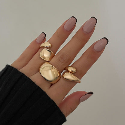 Trendy Geometric Metal Drop Rings For Women