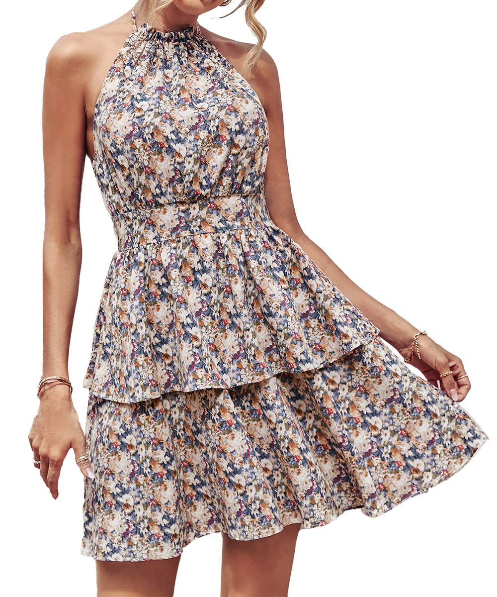 Härneck Backless Print Sleeveless Dress