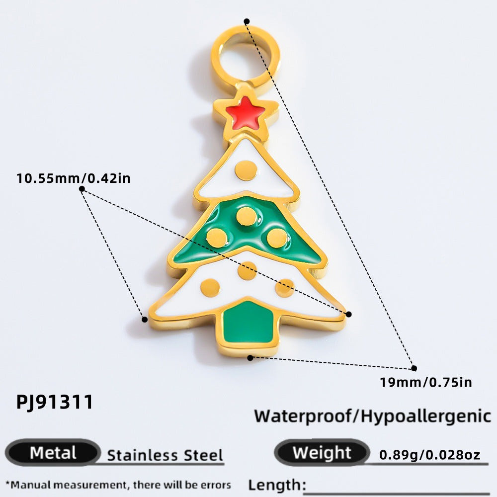 DIY Christmas-Themed 18K Gold-Plated Stainless Steel Pendant Accessories