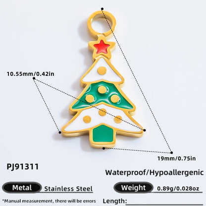 DIY Christmas-Themed 18K Gold-Plated Stainless Steel Pendant Accessories