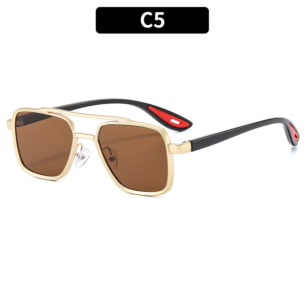 Men's Stylish Double Bridge Pilot Sunglasses with UV400 Protection