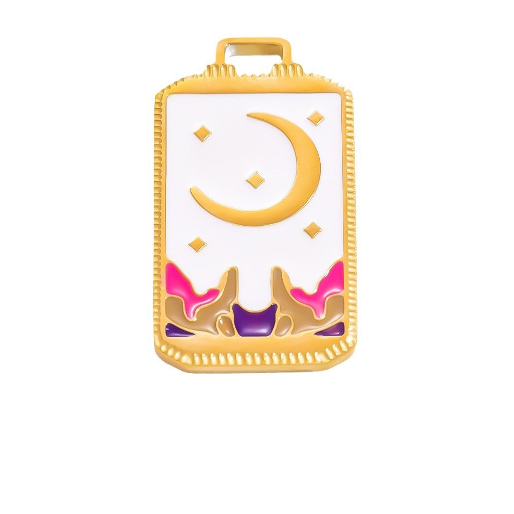 Fashionable Punk Tarot Card Pendant with Stars, Mermaid, and Heart Design