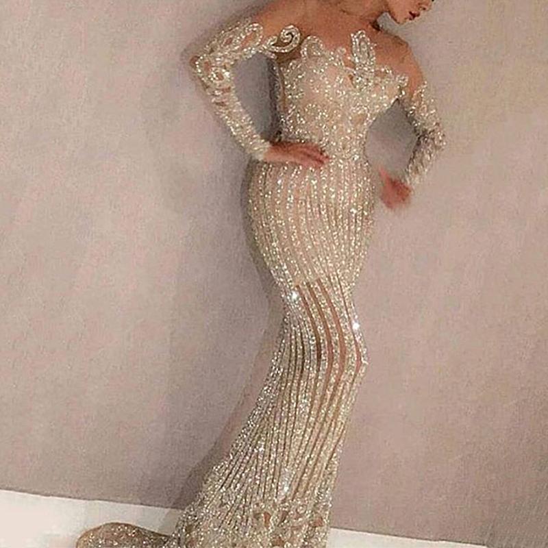 Elegant Gold Sequin Maxi Dress For Evening Wear