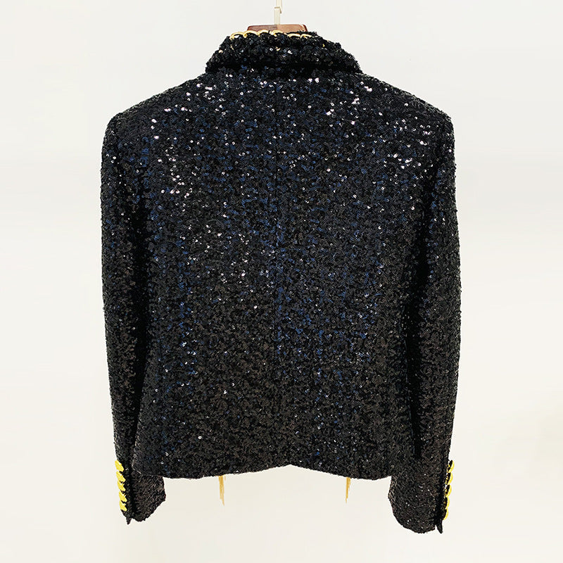 Chic Tassel Chain Sequin Blazer Jacket