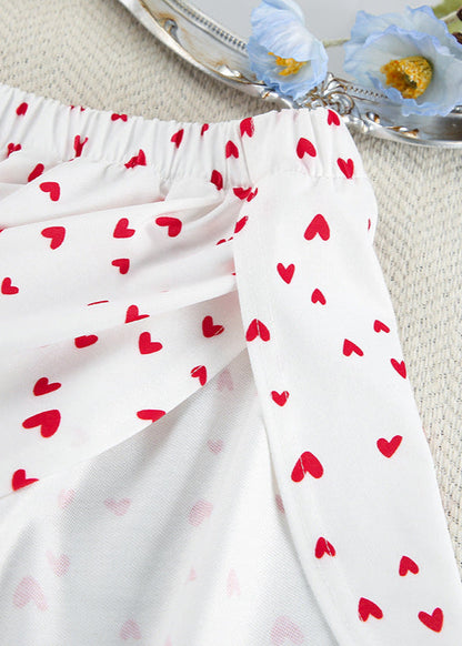 Two Piece Lounge Set Soft Cotton Heart Print