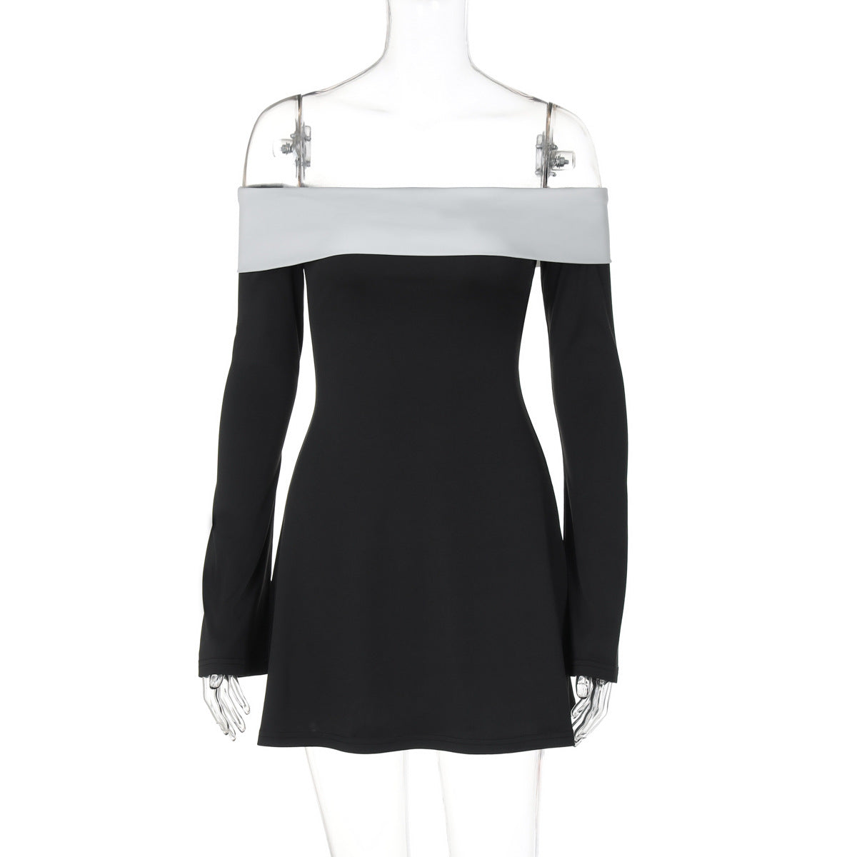 Classic Color Block Off-Shoulder Bodycon Dress for Women