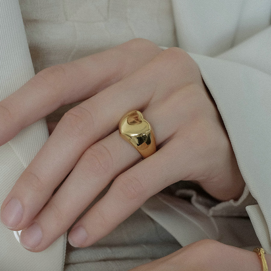Gold Irregular Simple Wide Rings