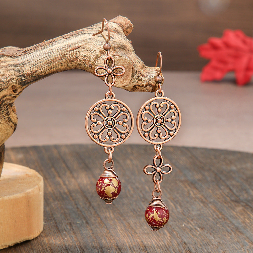 Elegant Vintage Leaf Dangle Earrings Zinc Alloy Art Design