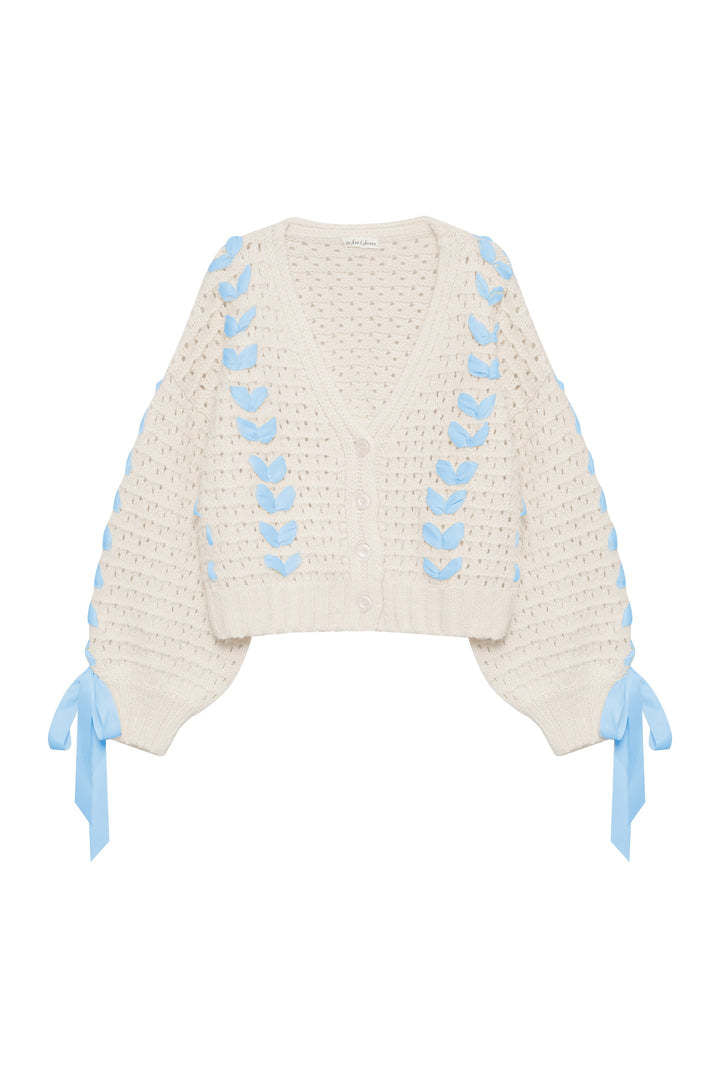 V-Neck String Tie Hollow Out Loose Cardigan