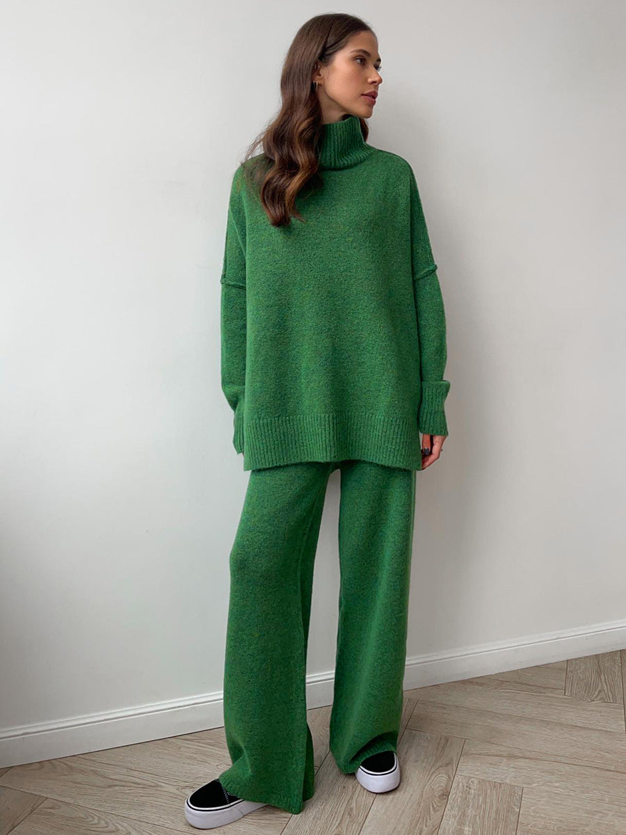 Loose High Collar Knit Sets