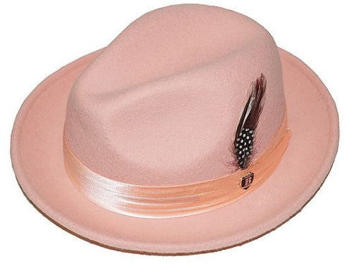 Men's Wool Fedora Hat with Bowknot and Feather, Stylish Fall Winter Accessory