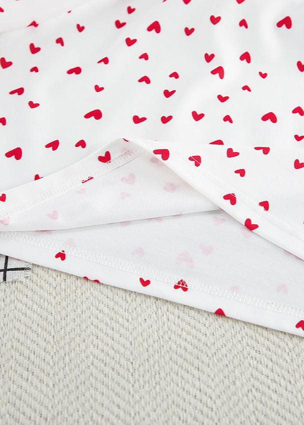 Two Piece Lounge Set Soft Cotton Heart Print