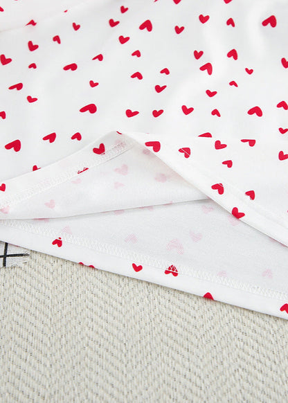 Two Piece Lounge Set Soft Cotton Heart Print