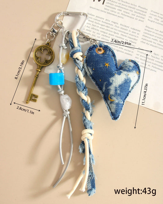 Denim Love Beads Rope Bag Charms