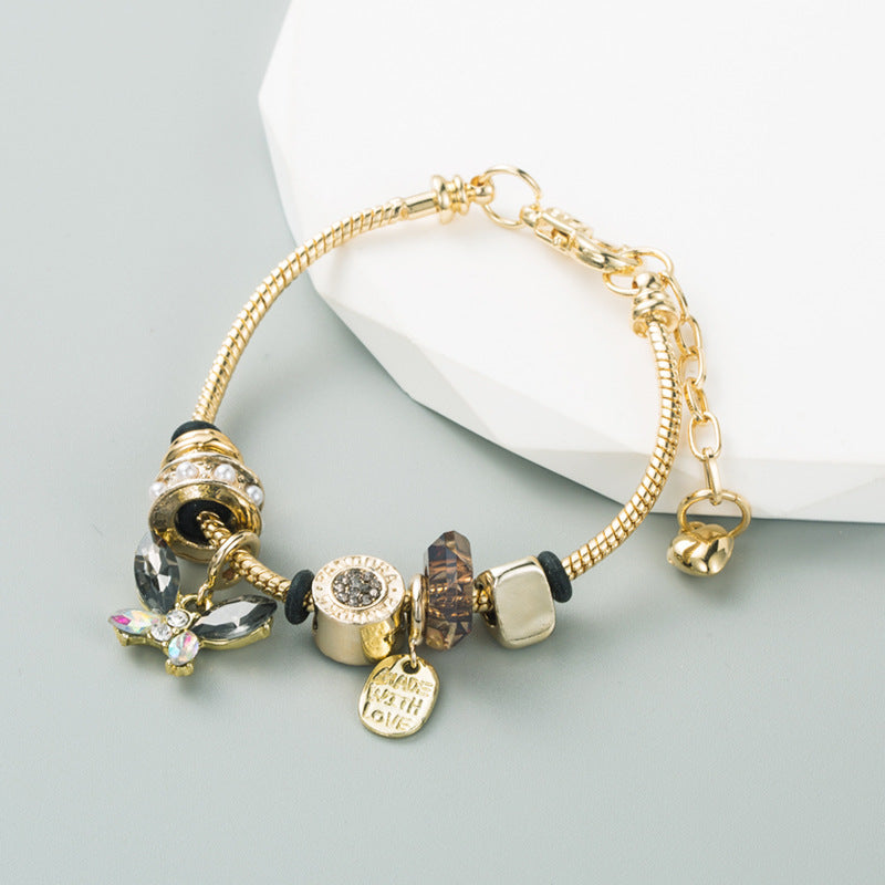 Trendy DIY Alloy Bracelet with Butterfly Crystal for Fashion Lovers