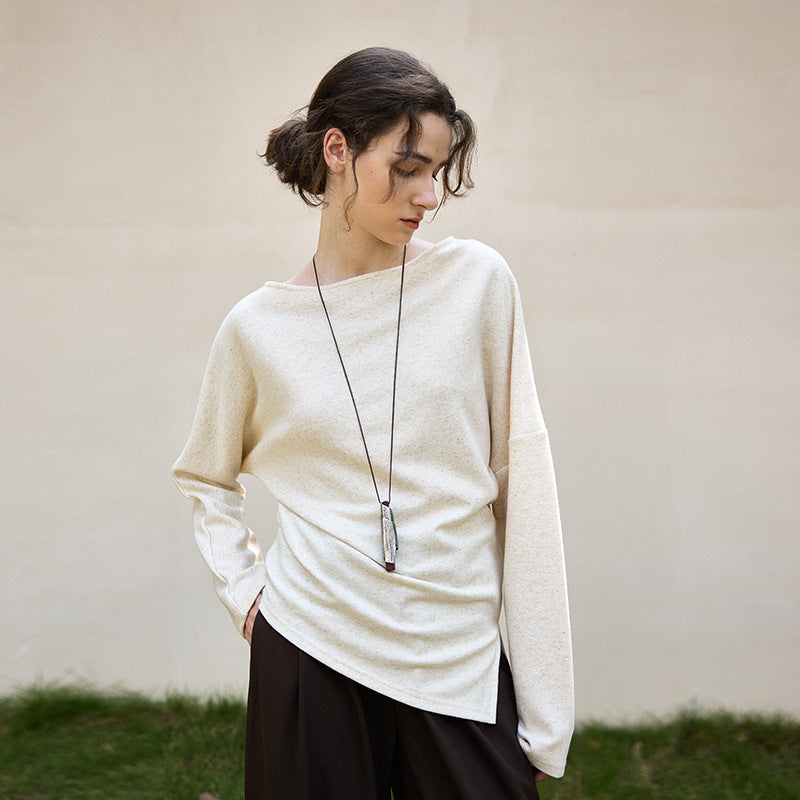 Asymmetrical Hem Pullover T-Shirt with Side Slits